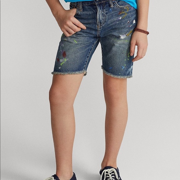 Big Boys 18 Paint-Splatter Slim-Fit Denim Shorts - Picture 6 of 6